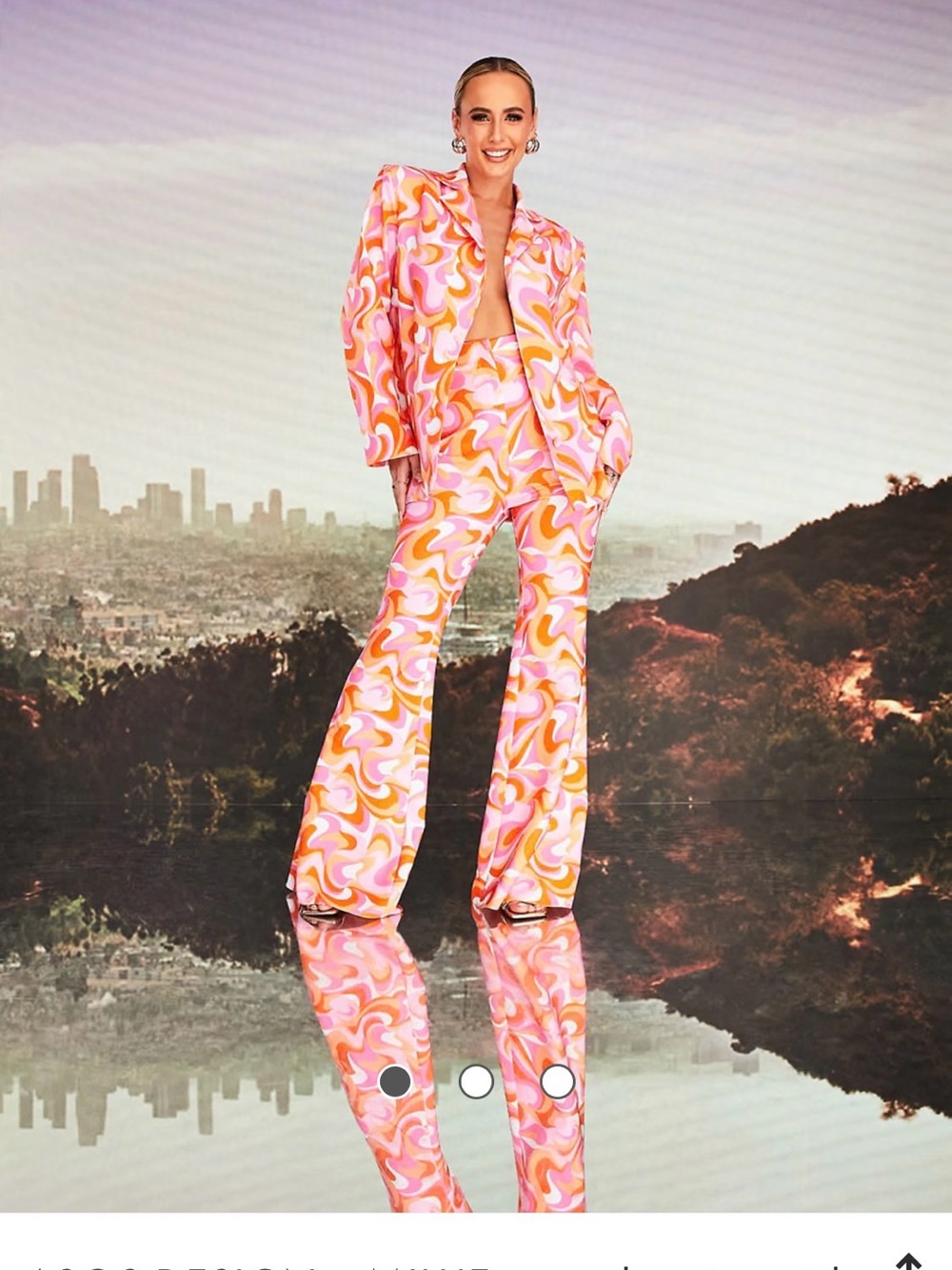 ASOS Pink & Orange Retro Swirl Flare Leg Suit Set